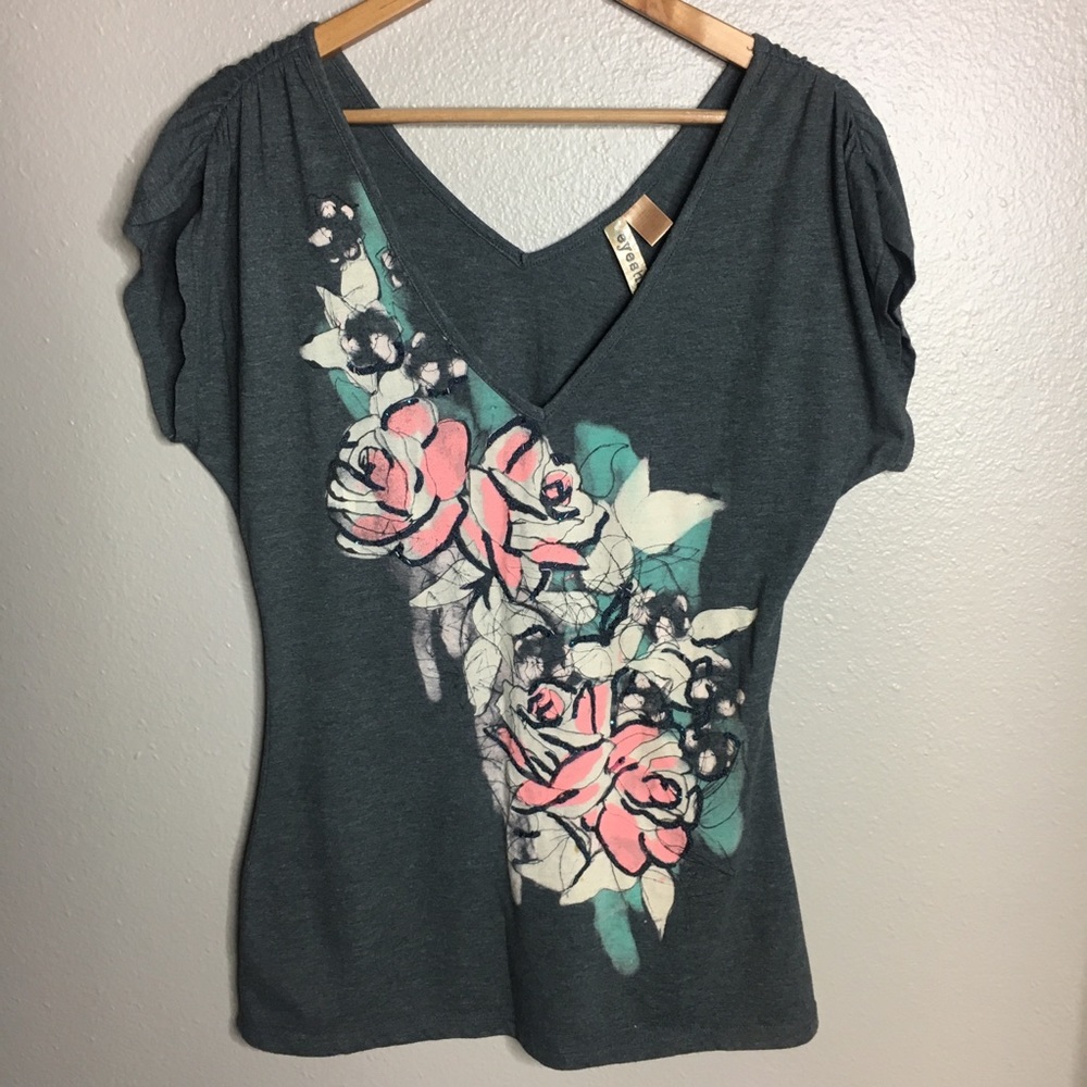 Grey Floral Top